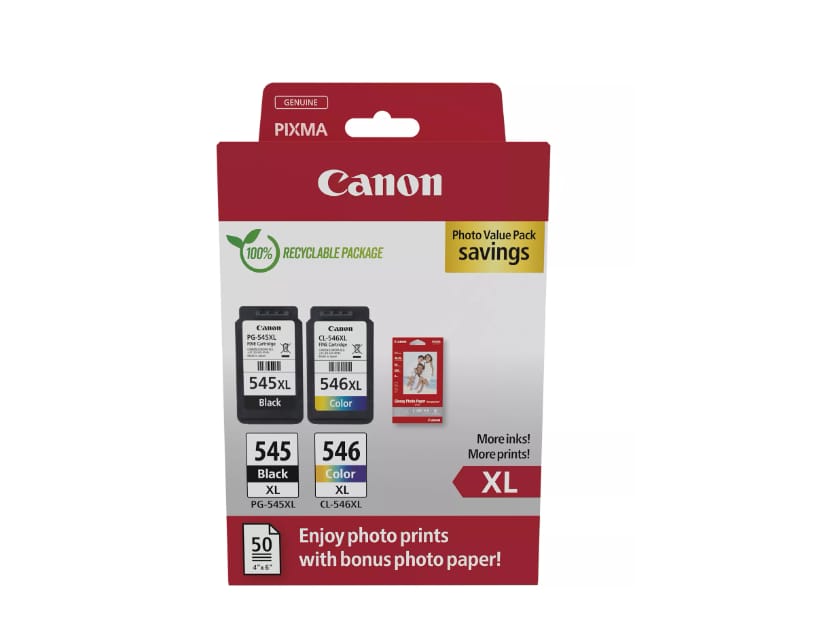 Pachet Cartuse Canon PG-545XL/CL-546XL + Hartie Foto 10x15 - imagine 2