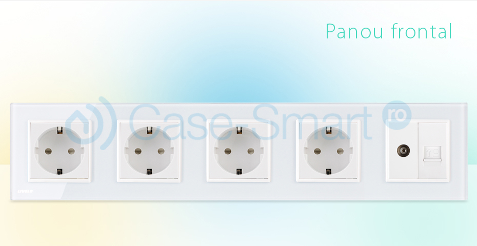 Priza Cvintupla TV Internet Livolo, Sticlă - imagine 3