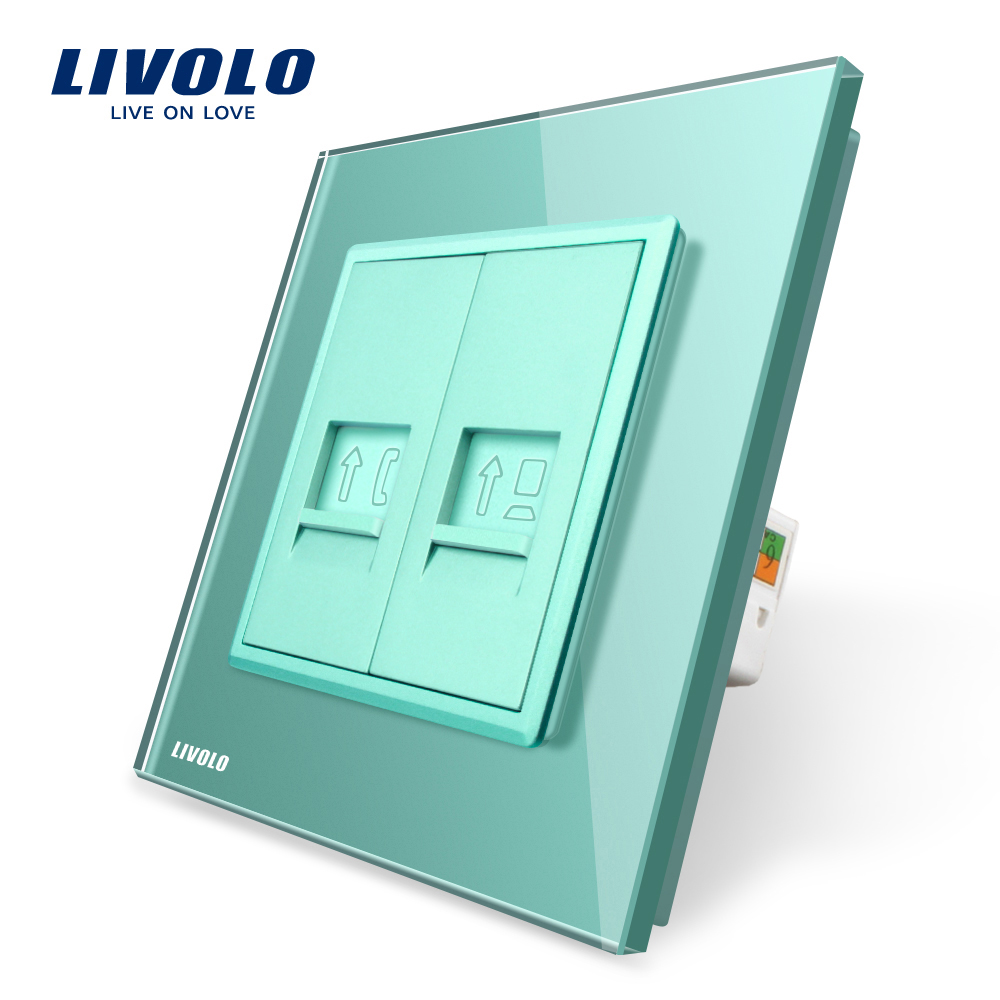 Priza Dubla Telefon+Internet Livolo Sticla - imagine 9
