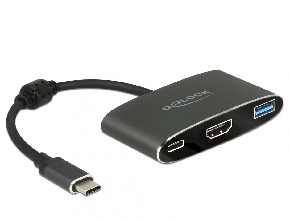 Adaptor Delock USB-C la HDMI 4K, USB-A & PD