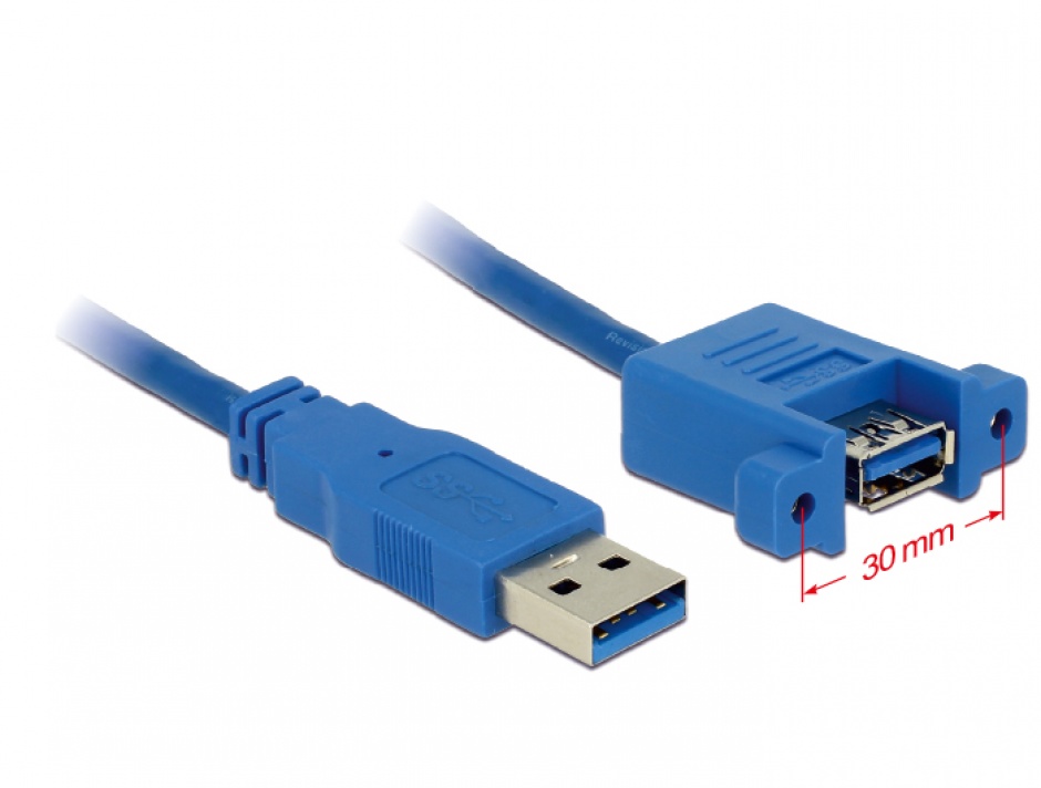 Cablu USB 3.0 Delock 1m Panel-Mount Albastru