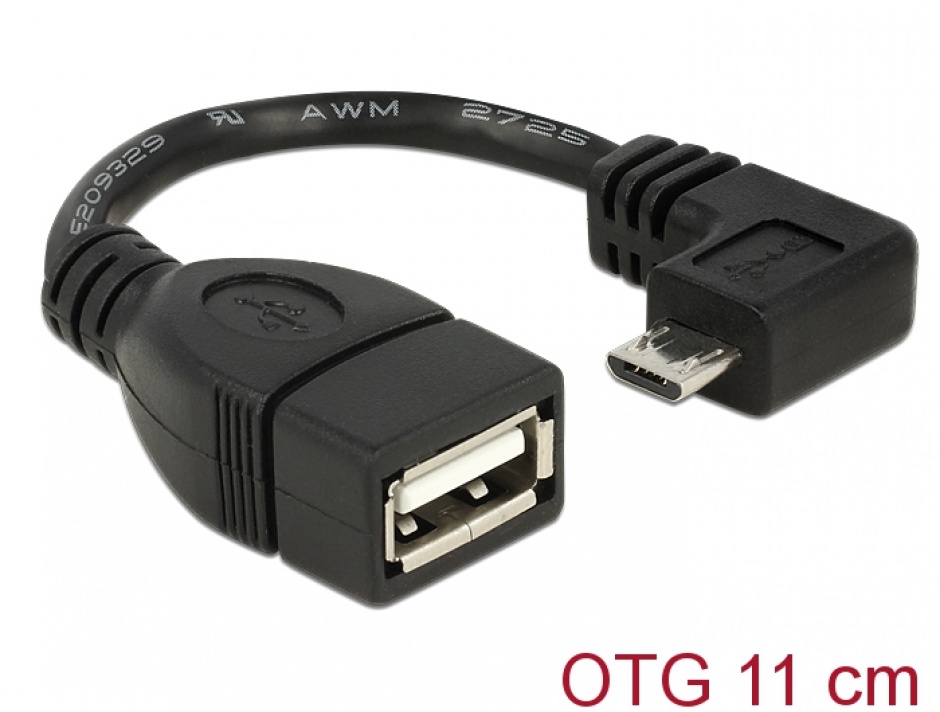 Cablu OTG Delock USB 2.0 la Micro USB, 11cm