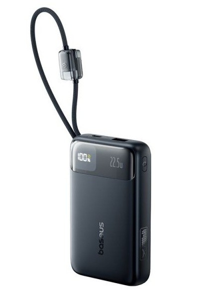 Power bank Baseus EnerFill FC11, 20000 mAh, 22.5W, afisaj digital, 1 x Lightning, 1 x USB-C, negru, E0027S04