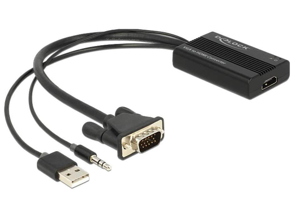 Convertor VGA la HDMI cu Audio, Delock 62597