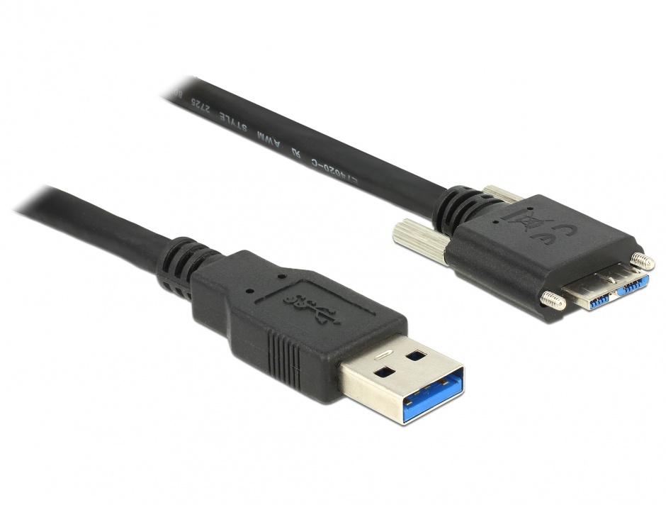 Cablu USB 3.0 Micro-B Delock 1m cu Șuruburi - imagine 1