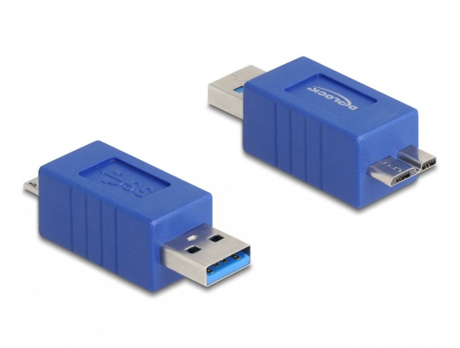 Adaptor Delock Micro USB 3.0 la USB-A, 5 Gbps