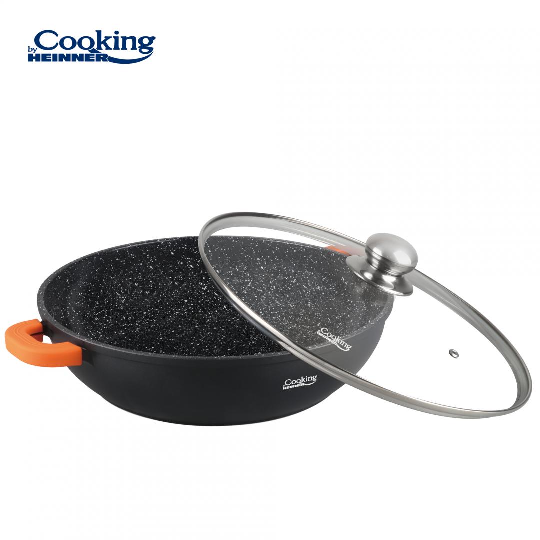 Cratiță Aluminiu 32cm 5.5L cu Capac - Heinner Dark Line - imagine 2