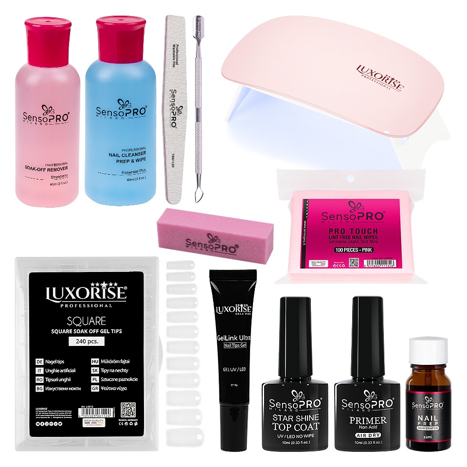 Kit Unghii Gel Basic Expert + Lampa UV LED