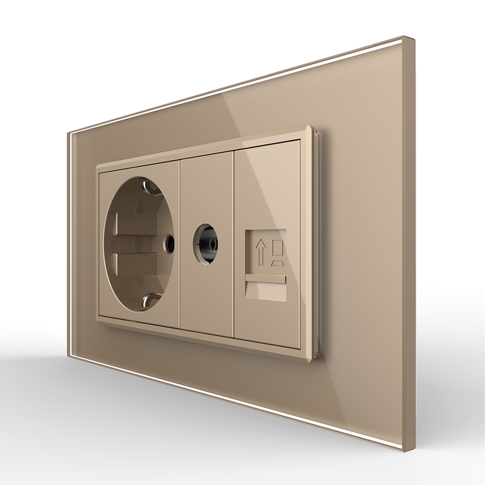 Priza Dubla Livolo Sticla: Schuko, TV, Internet - imagine 8