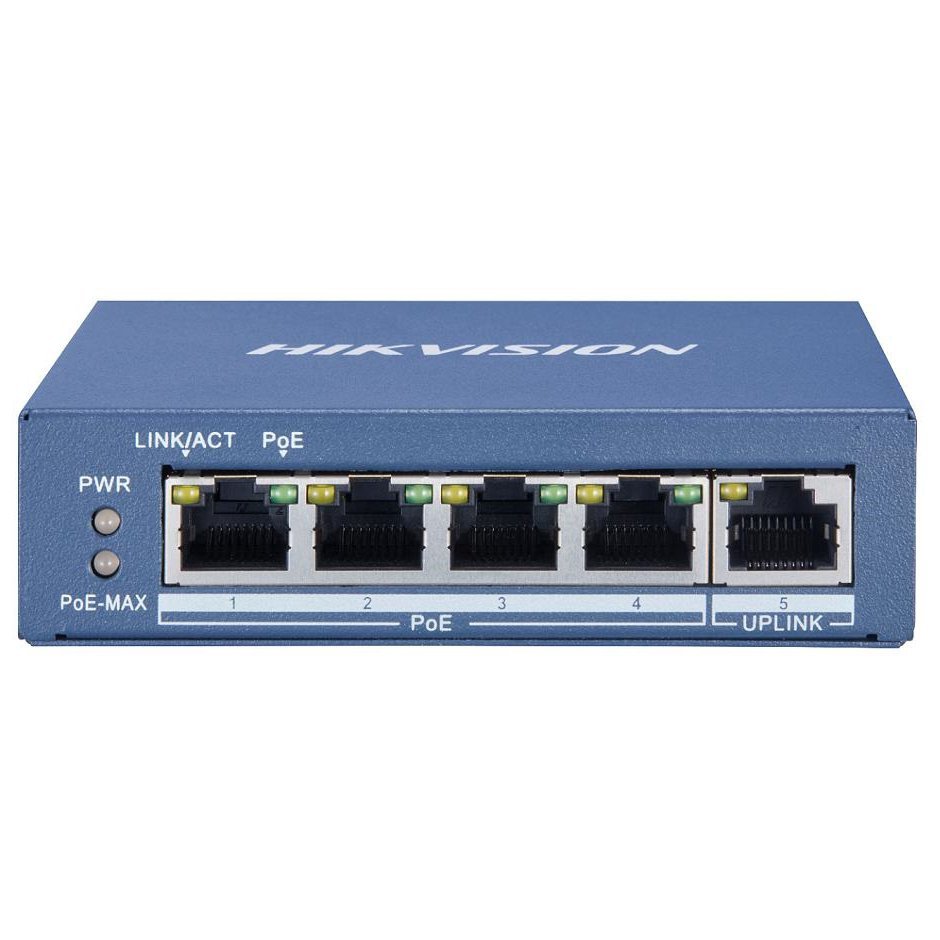 Switch Hikvision 4 porturi PoE, 60W, Gigabit