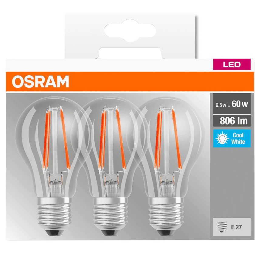 Set 3 Becuri LED Osram E27 6.5W, 4000K