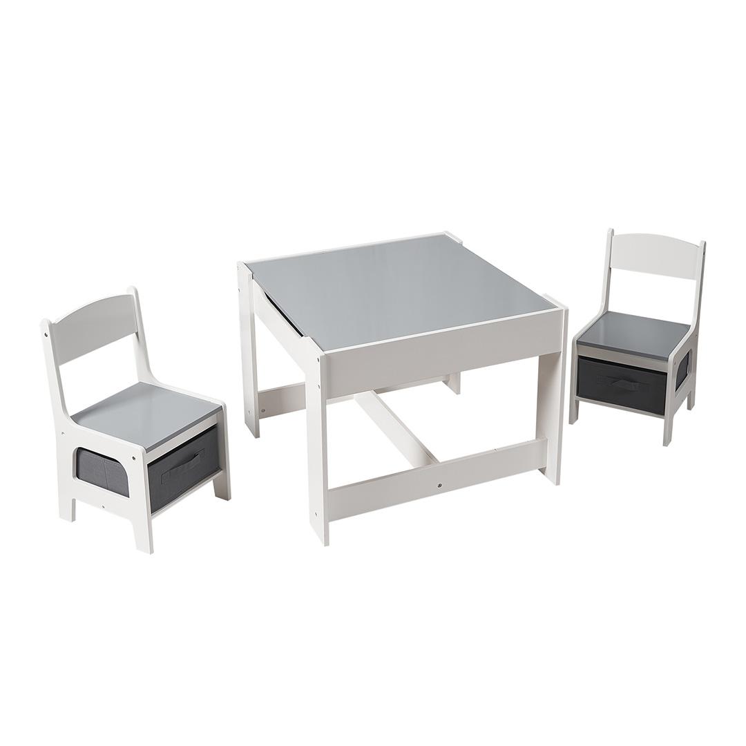 Set Masuta si 2 Scaune Copii Alb U-Grow - Tabla Creta