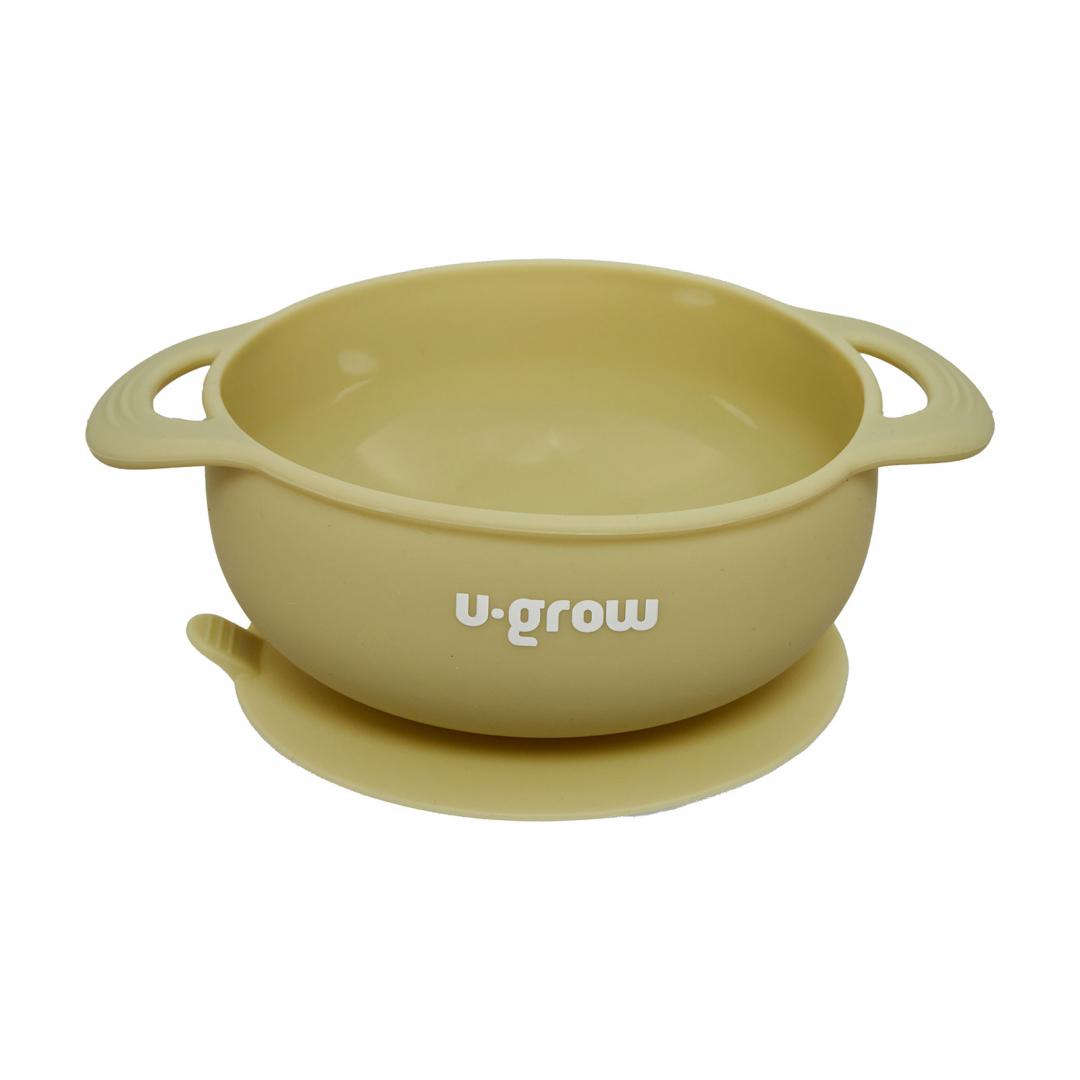 Set Diversificare Bebe Silicon U-GROW Bol Farfurie Cana Olive - imagine 2
