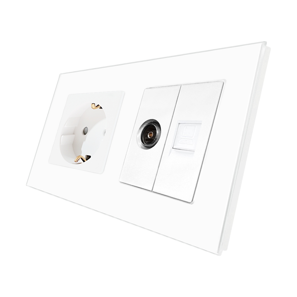 Priza Schuko, TV, Internet cu Rama Sticlă Luxion