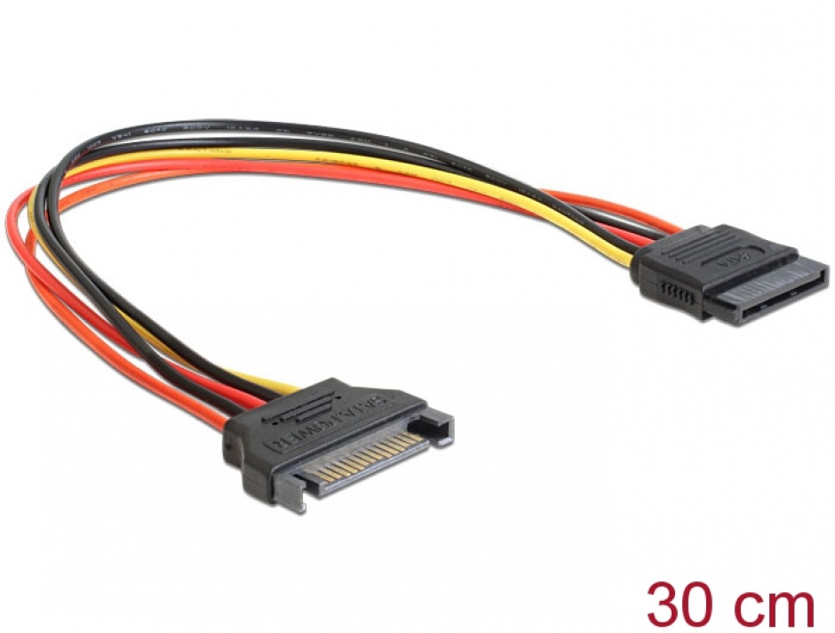 Cablu Prolongitor SATA 30cm, 15 pini, Delock 60131