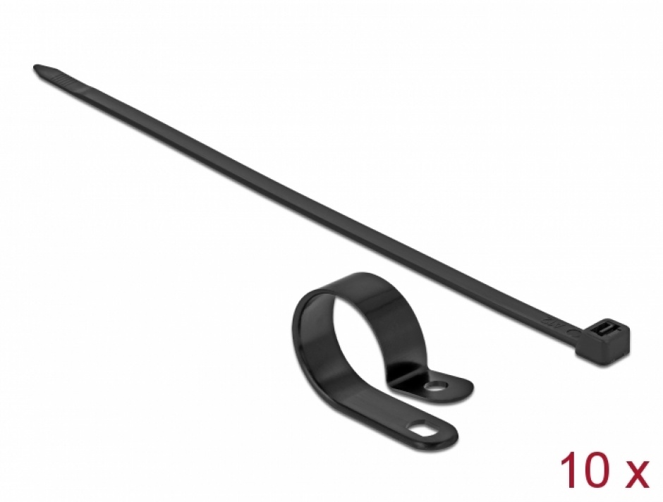 Set 10 Bride & Cleme Delock, Negru, Fixare Cabluri