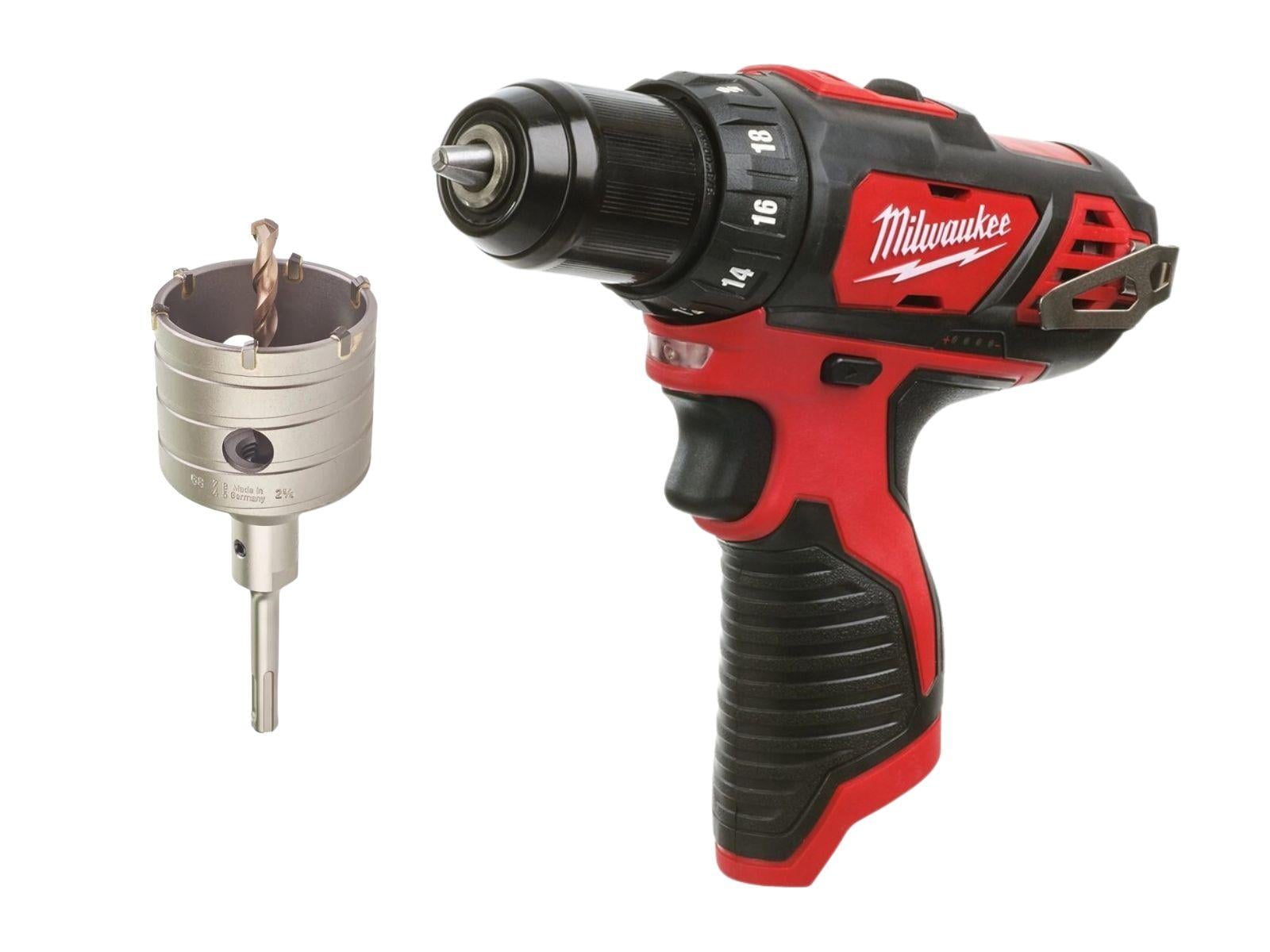 Kit Milwaukee M12 găurit compact + carotă SDS-Plus