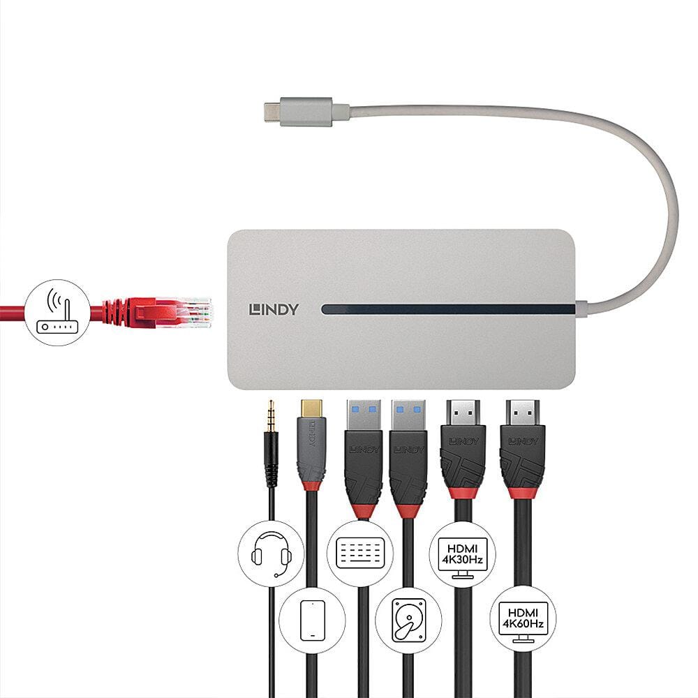 Lindy DST-Mx Duo Mini Docking Station USB-C, Dual 4K, 100W PD - imagine 2