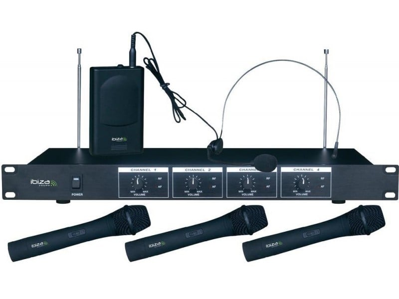 Set 4 Microfoane Wireless Ibiza VHF4 | Profesional