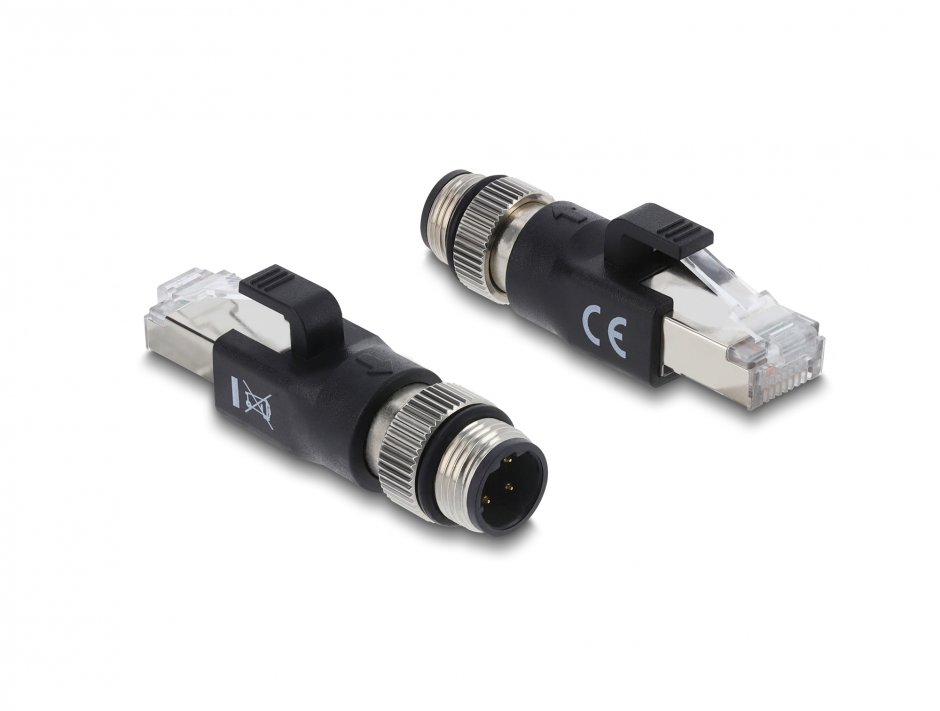 Adaptor Delock M12 X-coded la RJ45, IP67, Negru