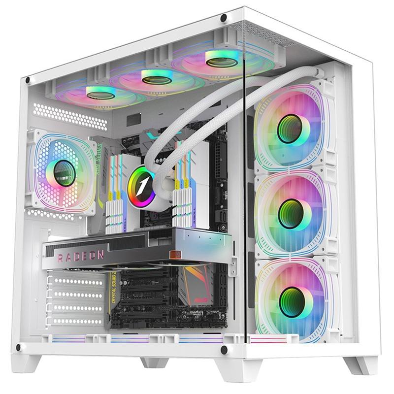 Carcasa Gaming 1stPLAYER MV8-TP Alb, 7 Ventilatoare aRGB, ATX