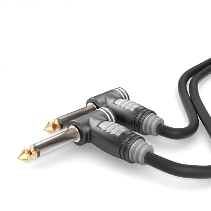 Cablu Jack 6.35mm Mono Hicon, 1.5m, Unghi 90°