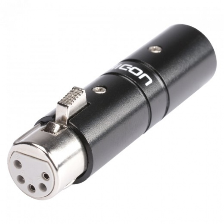 Adaptor XLR 3T la 5T Mamă HICON | Metalic