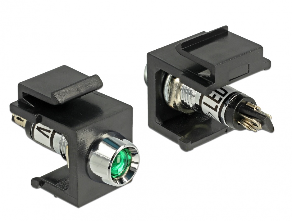 Keystone LED 6V Verde, Delock 86456, Negru