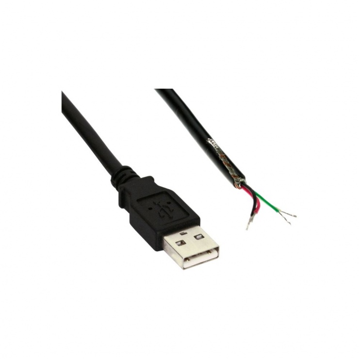 Cablu USB 2.0 fire deschise 2m, Inline