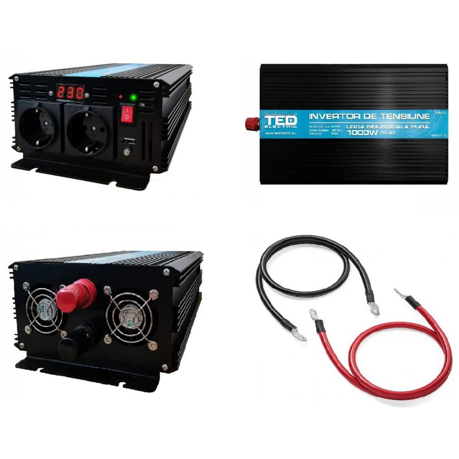 Invertor Auto Ted 1000W Sinus Pura 12V-230V