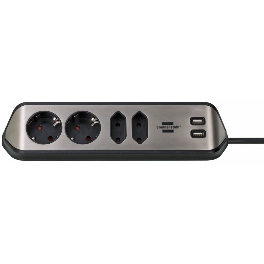 Prelungitor Brennenstuhl Estilo 4 Prize, 2 USB, 2m