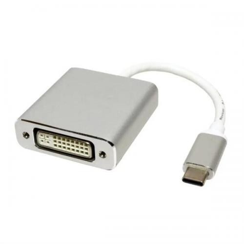 Cablu USB-C la DVI-I Spacer 15cm 4K Argintiu