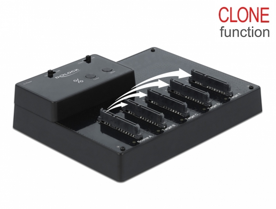 Delock 64098 Docking 5x SATA, USB 3.0, Functie Clonare