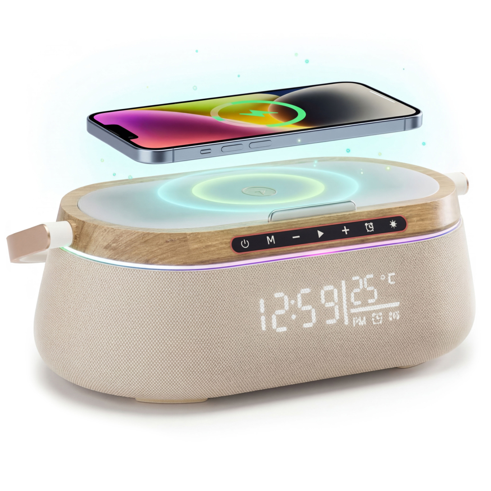 Boxa iHunt BedSide 9-in-1 15W Bluetooth Lemn