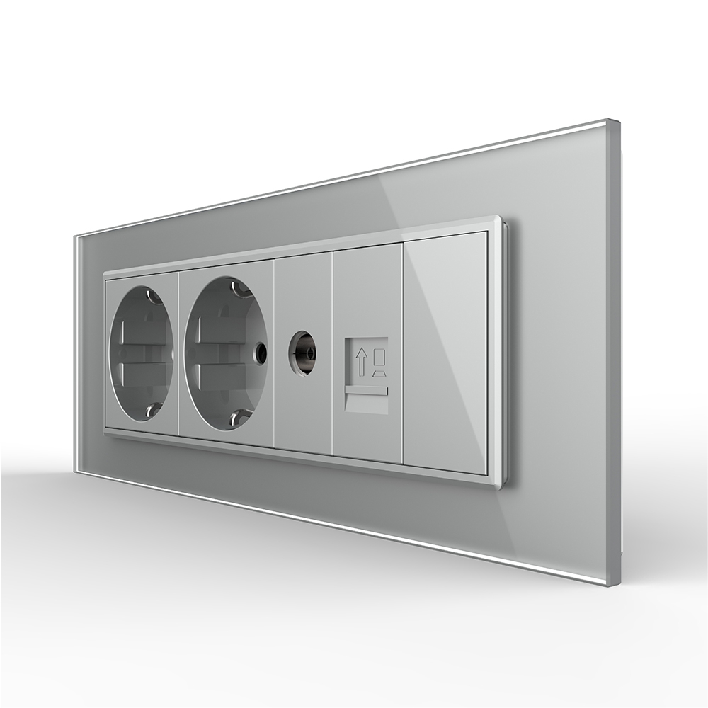 Priza Tripla Livolo Sticlă Schuko + TV/Internet - imagine 13