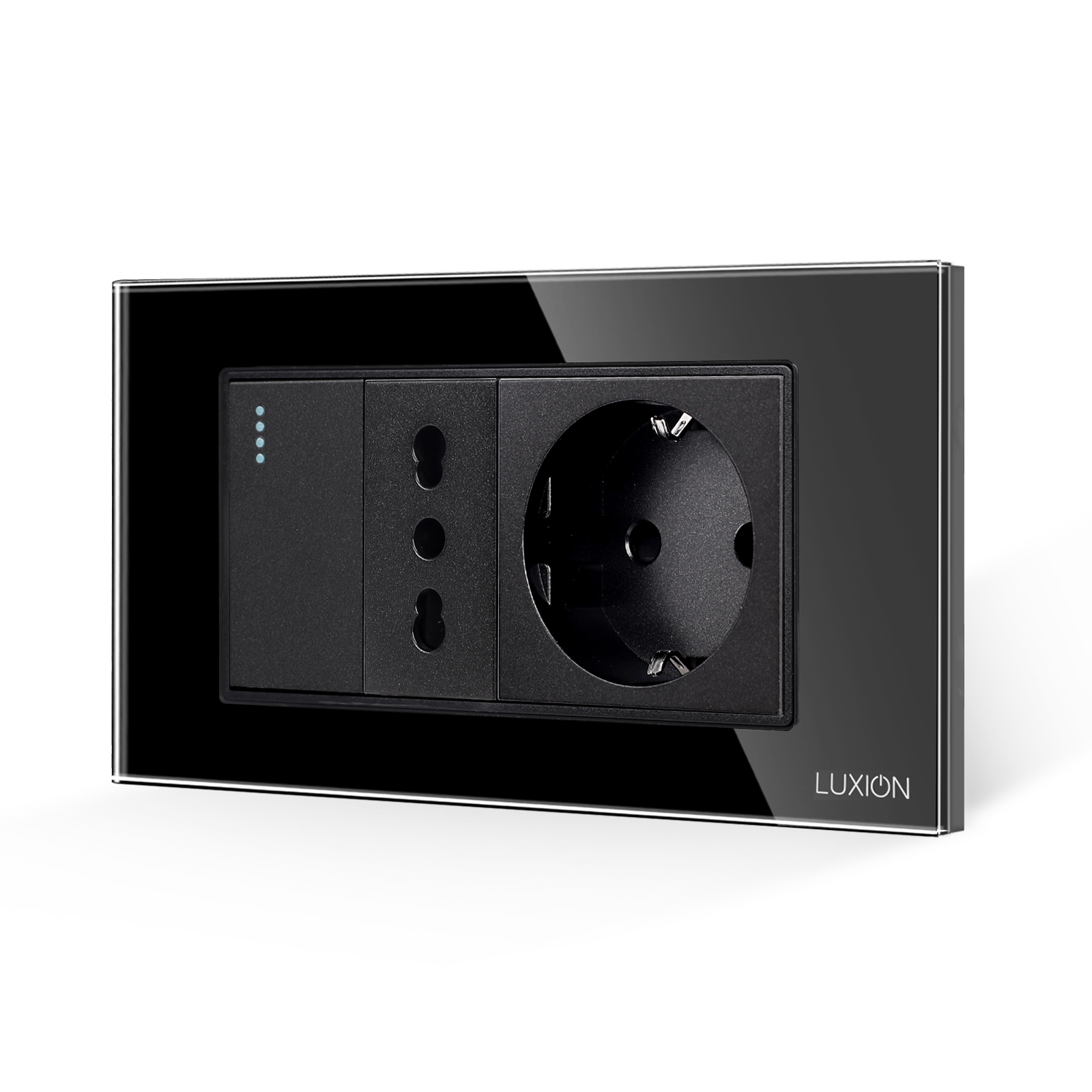 Intrerupator + Priza Ingusta + Priza Schuko LUXION 4M Sticla IP44 - imagine 5