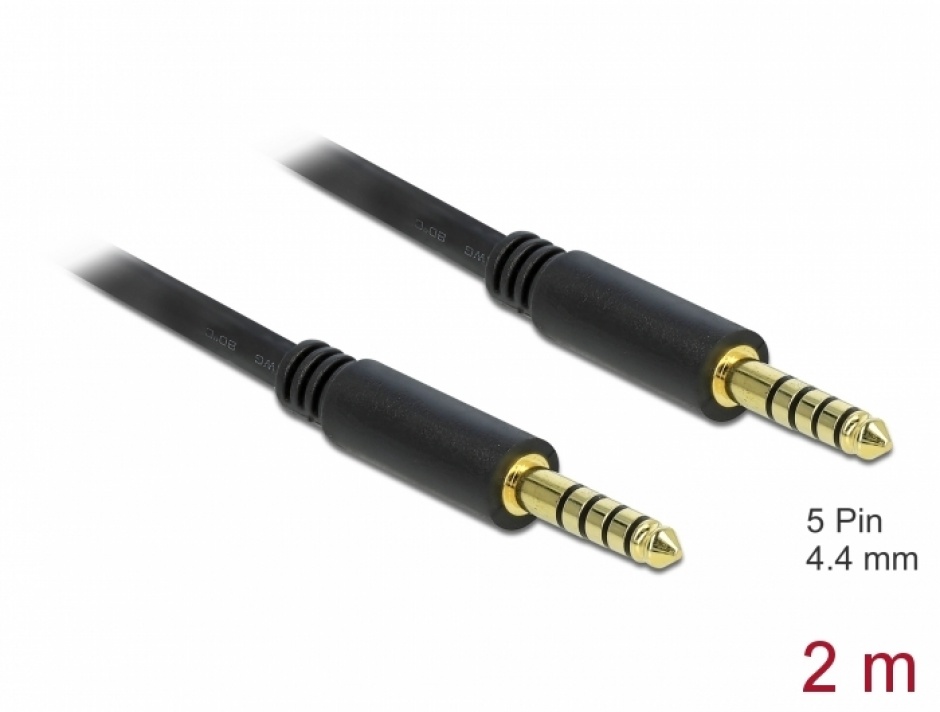 Cablu Jack Stereo 4.4mm Delock, 2m, Aurit