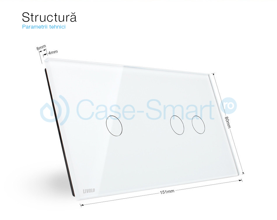 Panou Touch Livolo Sticlă Intrerupător Simplu+Dublu - imagine 4
