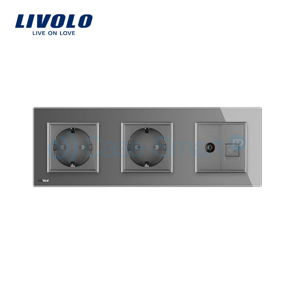 Priza Tripla Livolo Sticla: TV, Internet, 2xSchuko - imagine 23