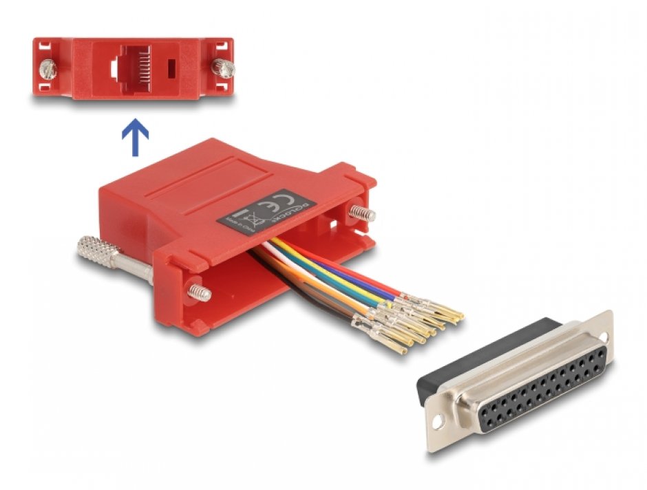 Adaptor Delock D-Sub 25 la RJ45, Rosu