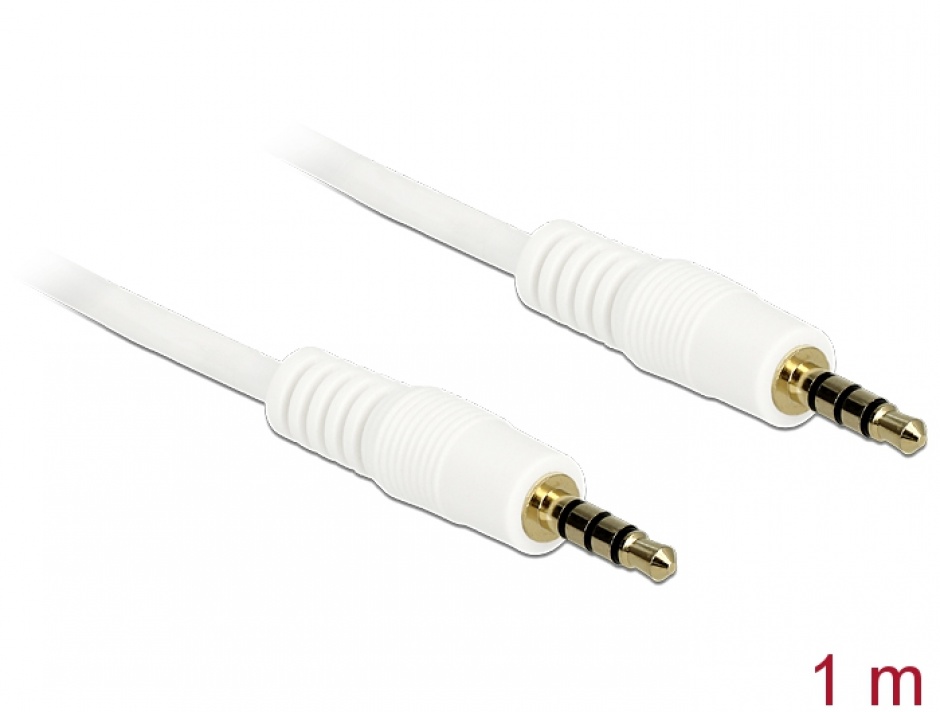Cablu Stereo Jack 3.5mm Delock 1m Alb