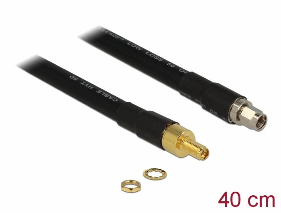 Cablu RP-SMA Low Loss 0.4m Delock 13012