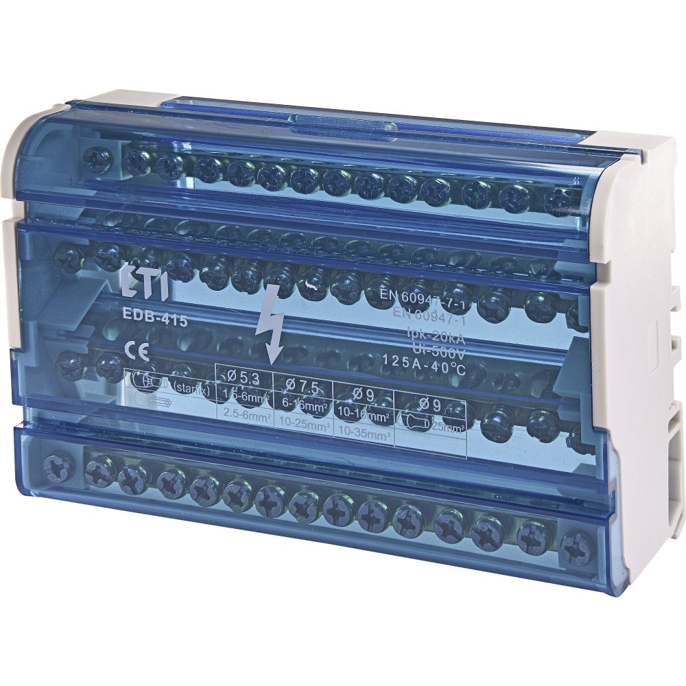 Bloc distribuție tetrapolar 125A, 4x15 poli, EDB-415 Eti