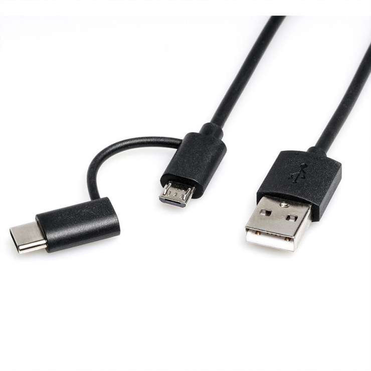 Cablu 2-in-1 Micro USB & USB-C Roline 1m