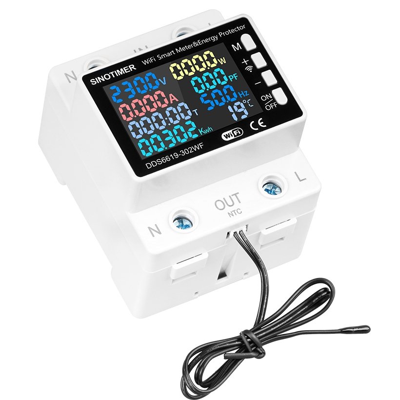 Releu protectie Sinotimer Tuya WiFi 0-63A DDS6619-302WF