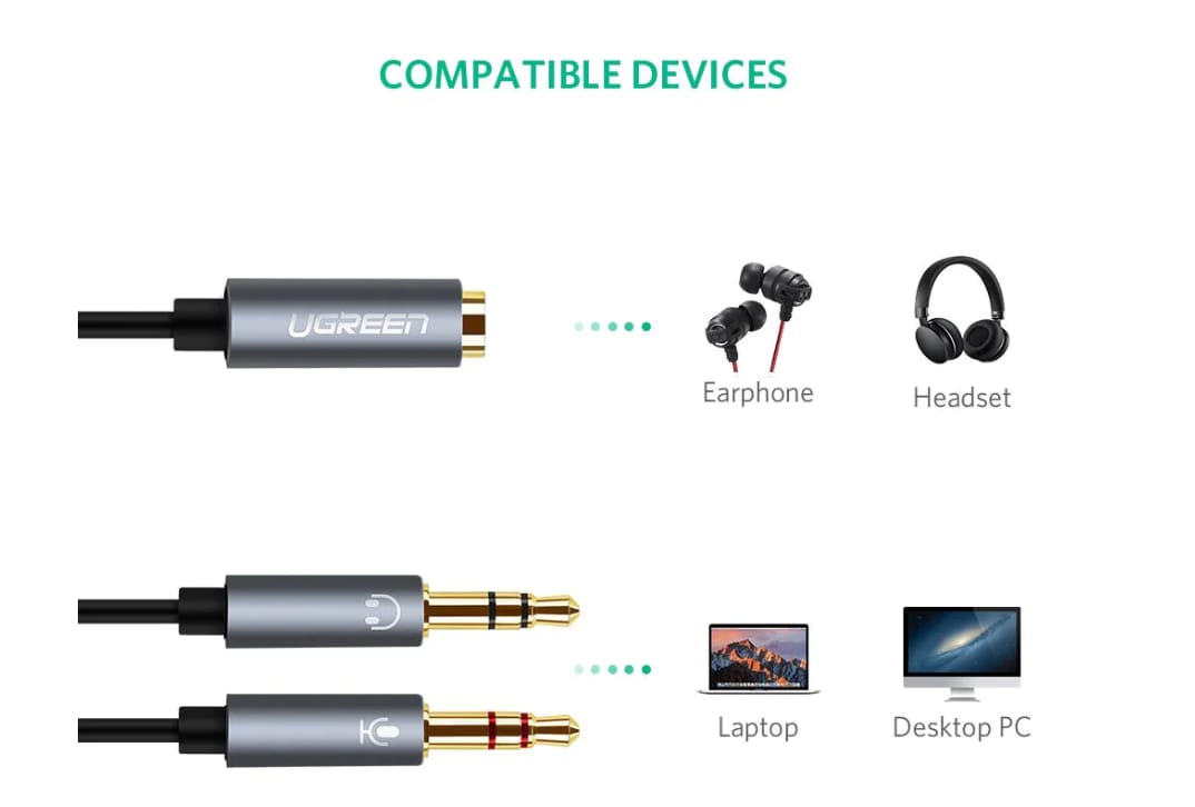 Cablu Audio Ugreen AV140 2x3.5mm Jack 0.2m Conectori Auriti - imagine 4