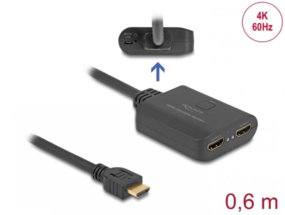 Multiplicator HDMI 4K Delock cu Downscaler