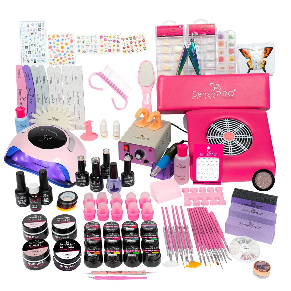 Kit Unghii Gel Duo SensoPRO + Lampa 48W & Freza