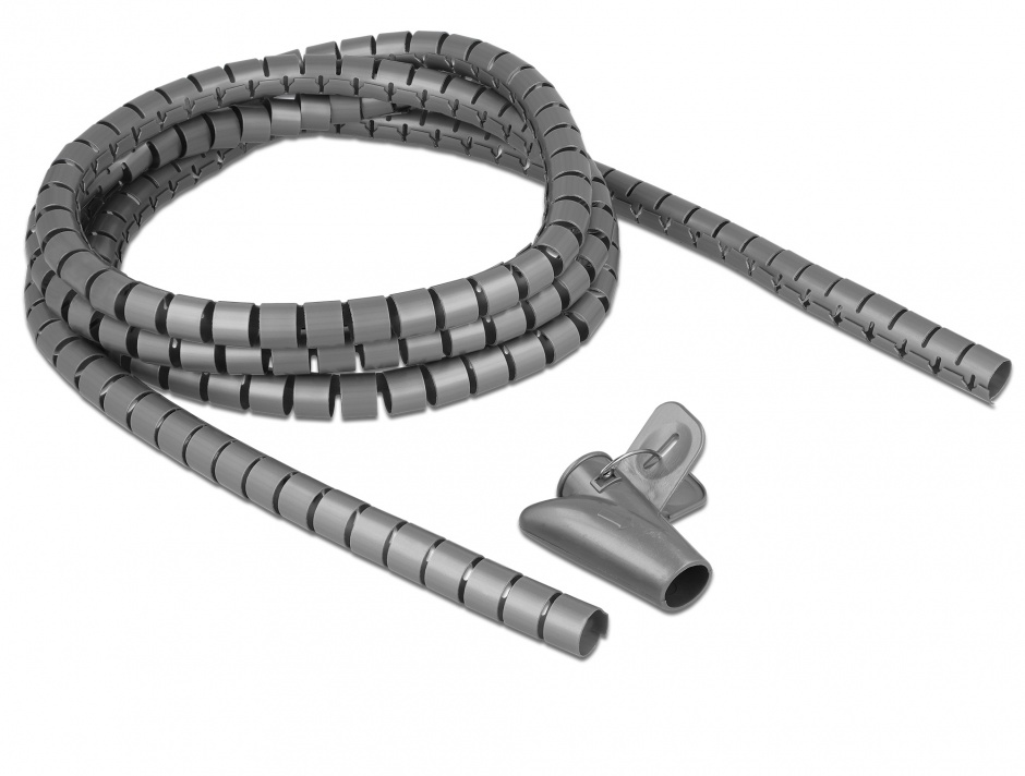 Organizator Cabluri Spiralat Delock 2.5m Gri