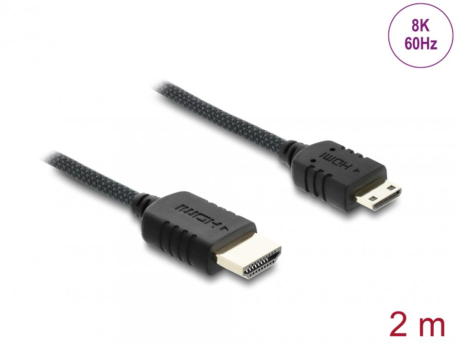 Cablu Delock HDMI Mini-C 8K60Hz 2m, Brațat